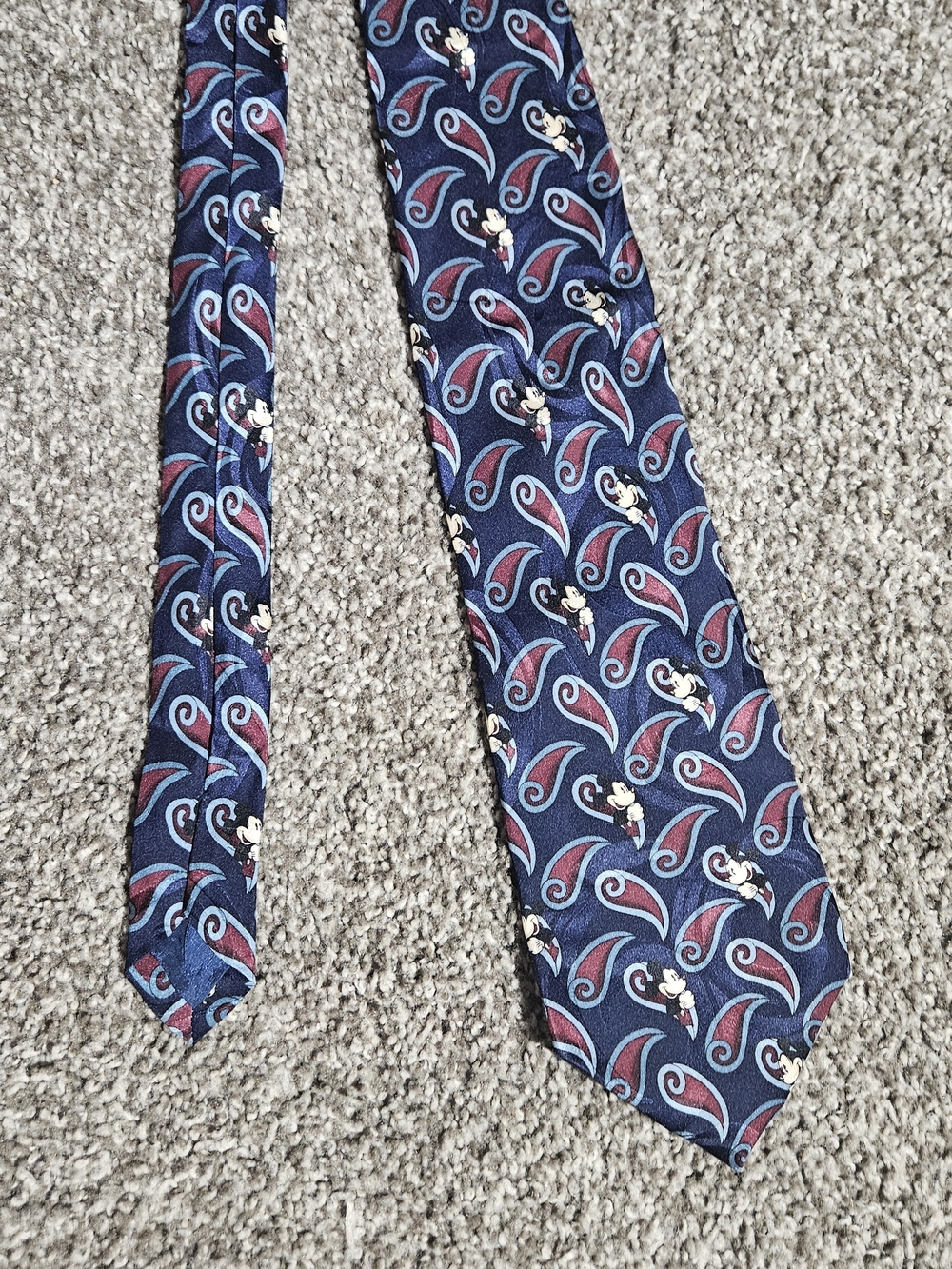 Disney Mickey Mouse Tie Mens Navy Blue OS 100% Silk